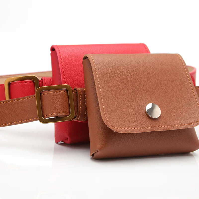 Women's Pure Leather Waist Bag PU Messenger Shoulder Chest Pochete