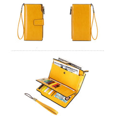 Women's Large Capacity Long Wallet Handbag Multilayer Buckle Leather Bag