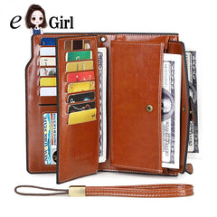 Women's Large Capacity Long Wallet Handbag Multilayer Buckle Leather Bag
