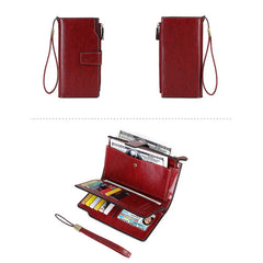 Women's Large Capacity Long Wallet Handbag Multilayer Buckle Leather Bag