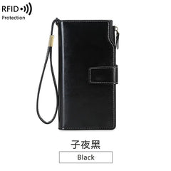 Women's Large Capacity Long Wallet Handbag Multilayer Buckle Leather Bag
