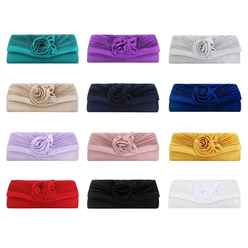 Women's Satin Clutch Bag Evening Party Bridal Handbag Purse