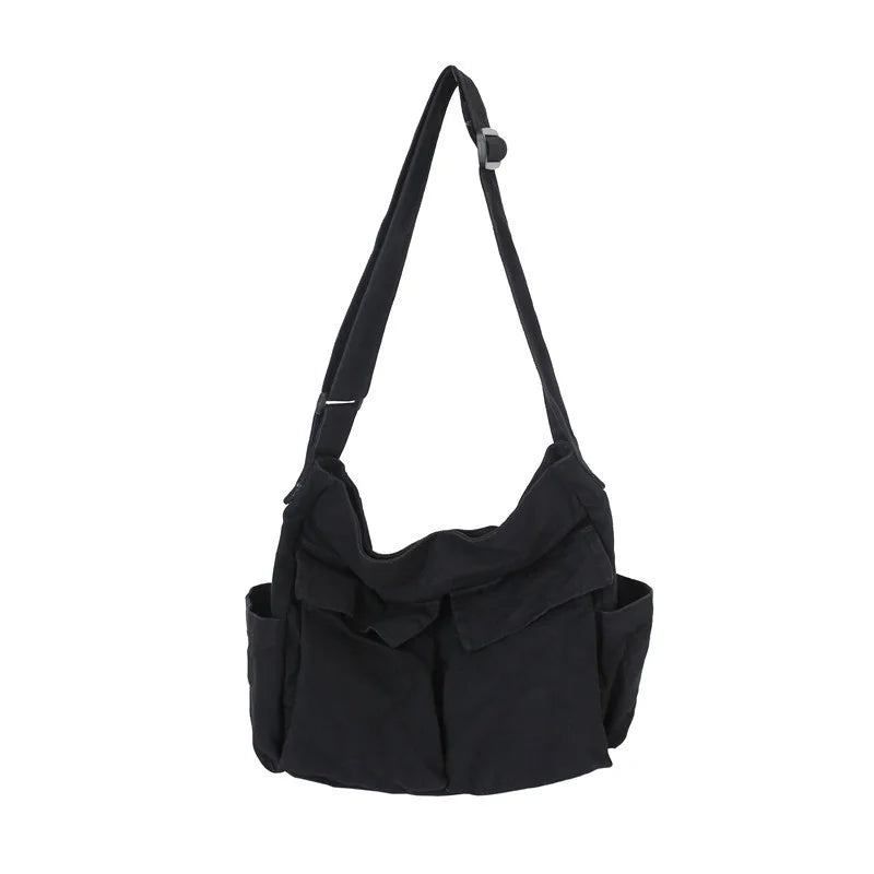 Women's Canvas School Messenger Bag Large Capacity Casual Shoulder Handbag