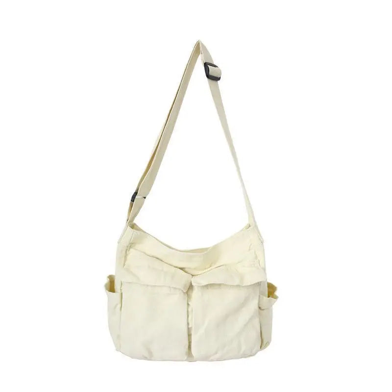 Canvas School Messenger Bag Large Capacity Casual Shoulder Handbag Women Solid
