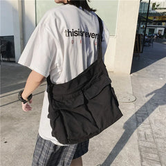 Canvas School Messenger Bag Large Capacity Shoulder Handbag