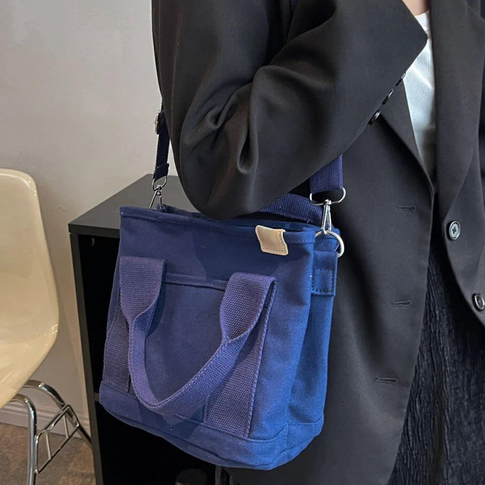 Women's Mini Canvas Shoulder Messenger Bag Casual Solid Handbag