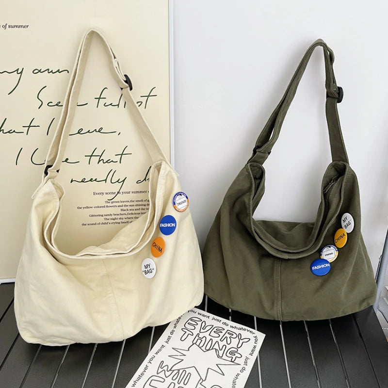 Women's Canvas Messenger Shoulder Bag Large Casual Crossbody Handbag