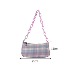 Plaid Grid Shoulder Bag Acrylic Chain Handbag