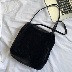 Plush Women's Shopper Bag Fluffy Tote Shoulder Handbag