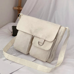 Rainbow Colour Canvas Messenger Bag Large Capacity Handbag