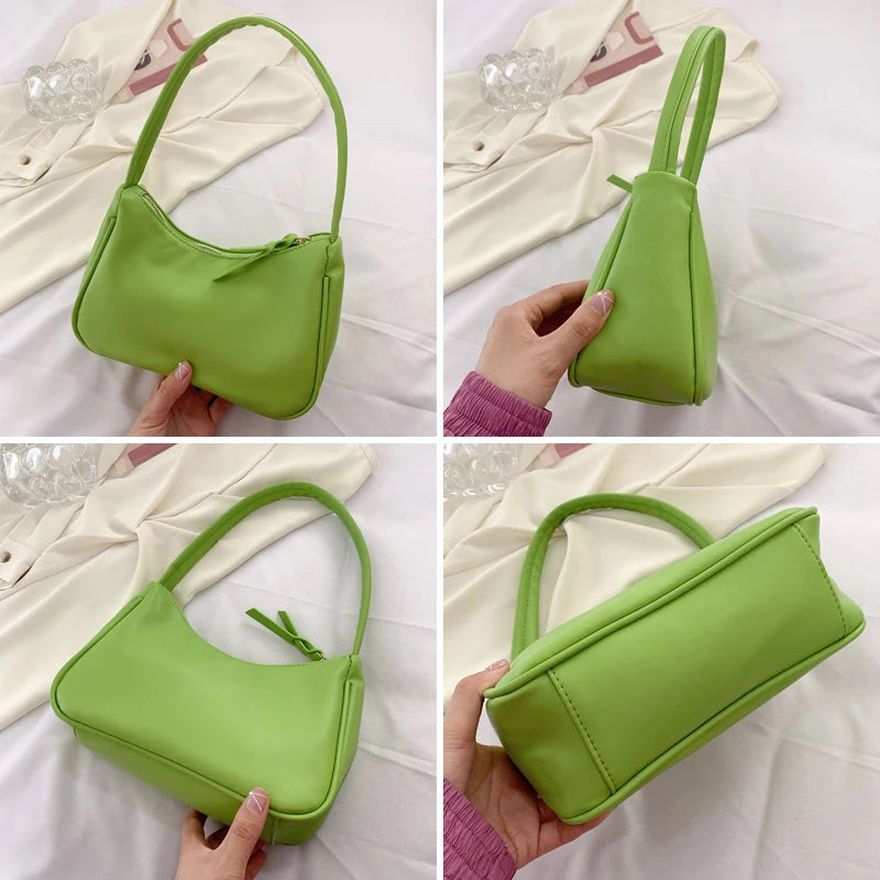 Candy Color Women's Shoulder Bag Small Summer Baguete Handbag