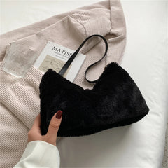 Women's Shoulder Bag Faux Fur Hairy Solid Colors Crossbody Purses Wallet