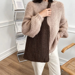 Women's Wool Knitted Shoulder Bag Armpit Bucket Tote Shopper
