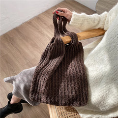 Women's Wool Knitted Shoulder Bag Armpit Bucket Tote Shopper