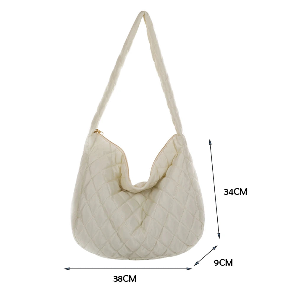 Women's Rhombus Embroidered Shoulder Bag Soft Winter Cloud Quilted S