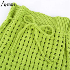 Women's Knitted Shoulder Bag Drawstring Shopping Bucket Handbag