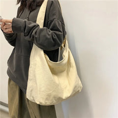 Large Canvas Crossbody Bag for Women Cotton Cloth School Handbag