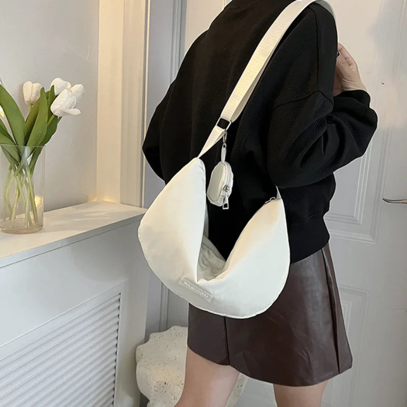 Canvas Crossbody Bag for Women Large Cotton School Handbag
