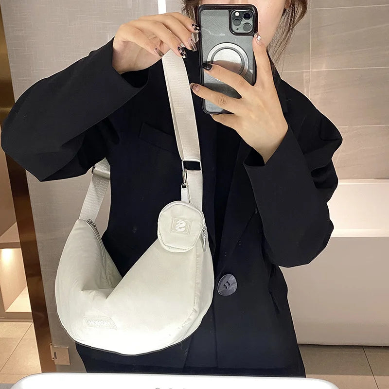 Canvas Crossbody Bag for Women Large Cotton School Handbag