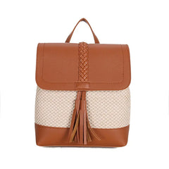 Women's Large Capacity Weaving Shoulder Bag for Travel, Crossbody Backpack