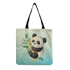 Large Capacity Women's Tote Bag Chinese Style Panda Print Teacher Gift