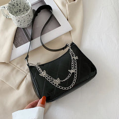 Vintage Butterfly Chain PU Leather Shoulder Bag