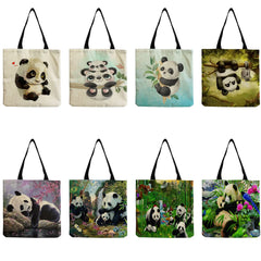 Panda Print Shoulder Bag Eco-Friendly Tote Bag