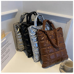 Women's Lattice Shoulder Bag Winter Handbag Large Capacity Tote