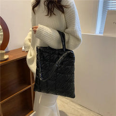 Women's Lattice Shoulder Bag Winter Handbag Large Capacity Tote