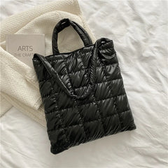 Women's Lattice Shoulder Bag Winter Handbag Large Capacity Tote