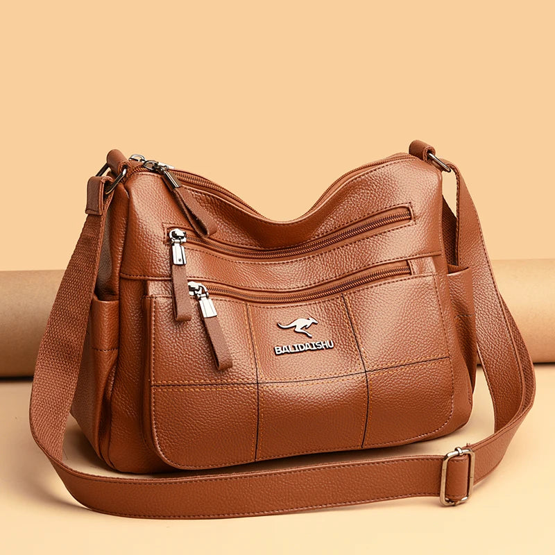 Women's Leather Messenger Bag Large Ladies Purse