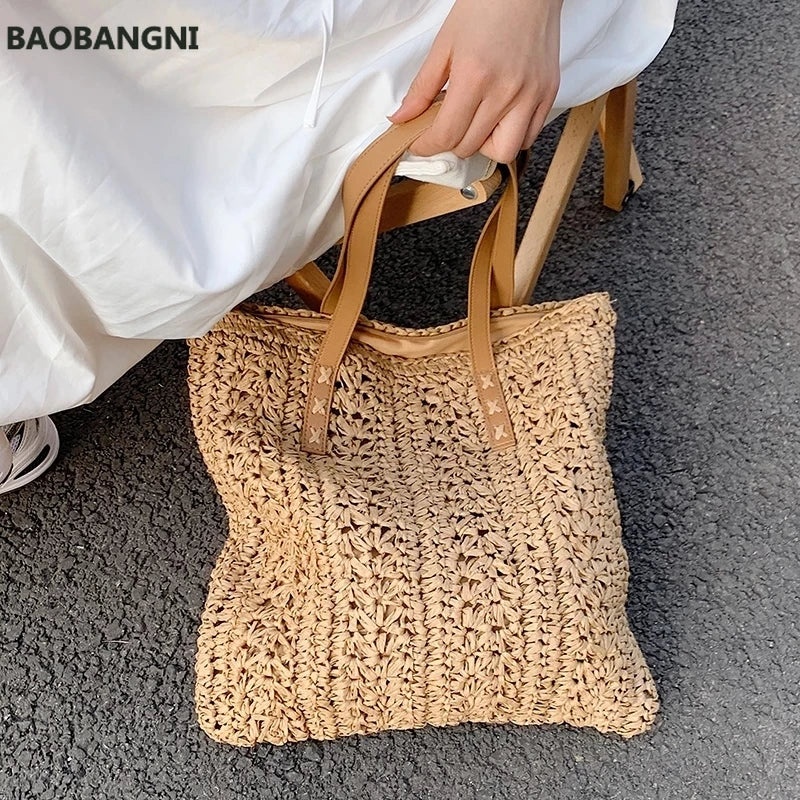 Summer Beach Straw Shoulder Bag Women Handbag Purse Tote