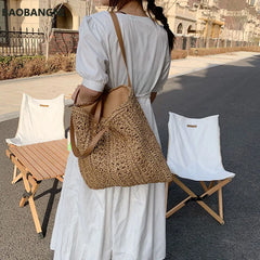 Summer Beach Straw Shoulder Bag Women Handbag Purse Tote