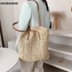 Summer Beach Straw Shoulder Bag Women Handbag Purse Tote