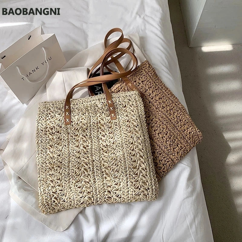 Summer Beach Straw Shoulder Bag Women Handbag Purse Tote