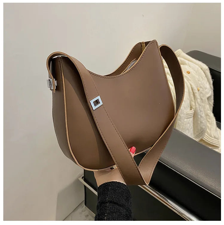 Women's PU Leather Crossbody Handbag Underarm Bag with Shoulder Strap
