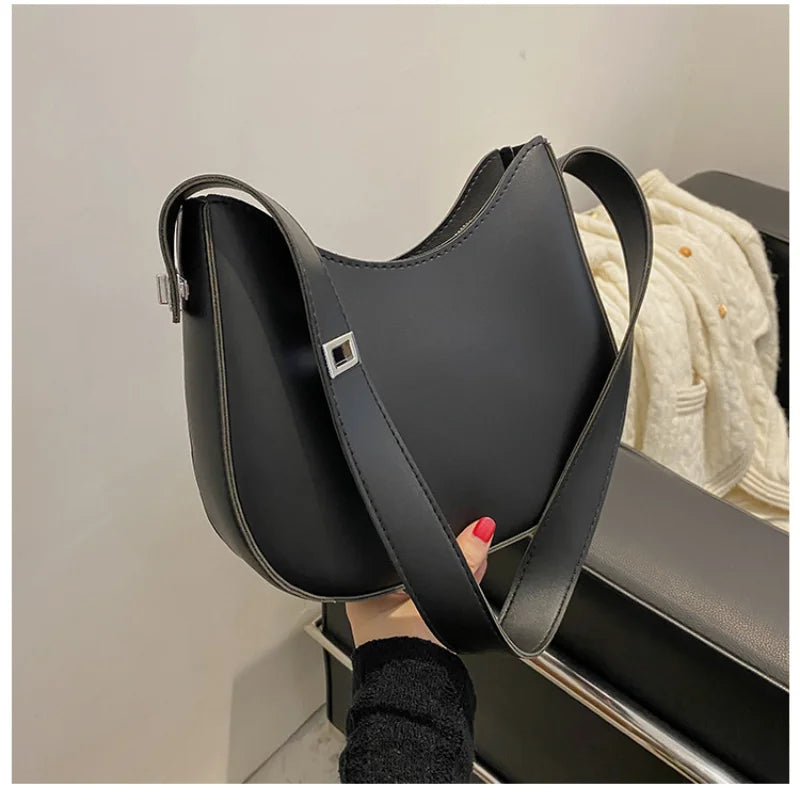 Women's PU Leather Crossbody Handbag Underarm Bag with Shoulder Strap