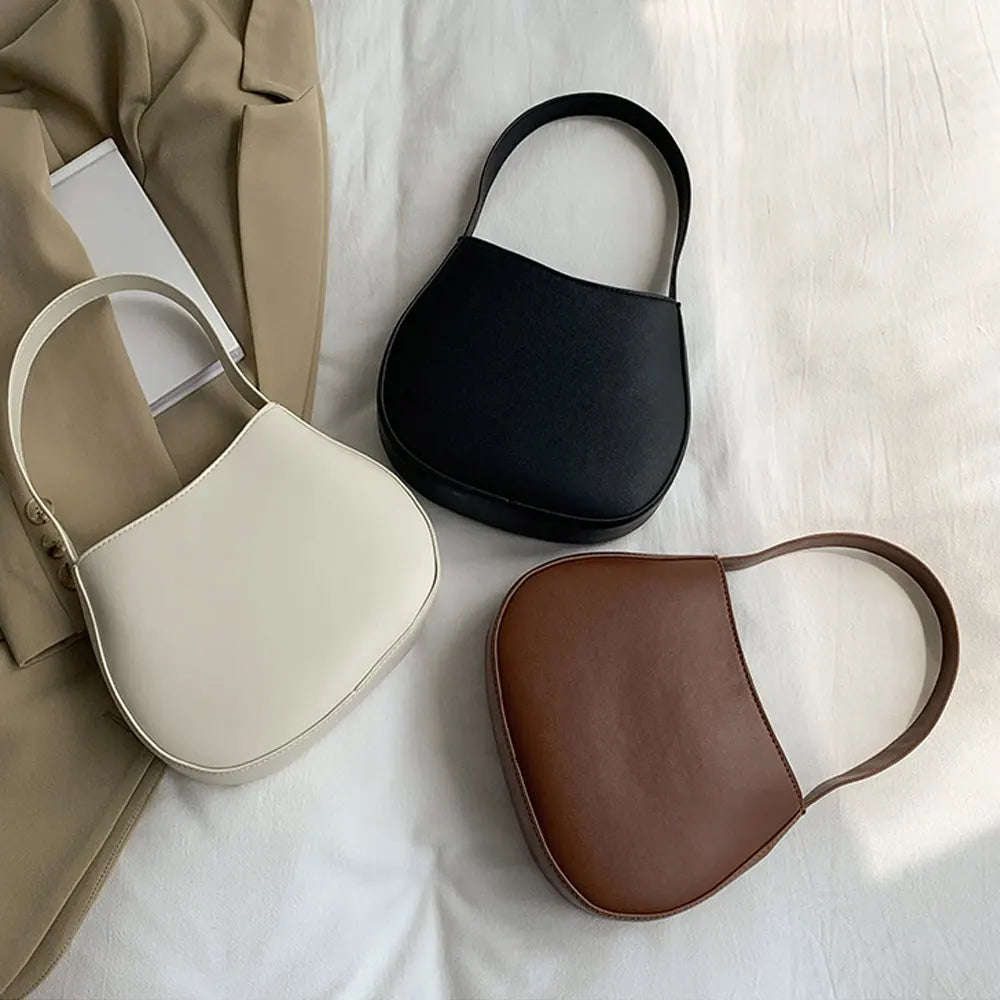 Women's Retro Saddle Underarm Bag Leather Casual Handbags