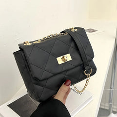 Solid Pu Leather Women's Crossbody Bag with Chain Shoulder Strap