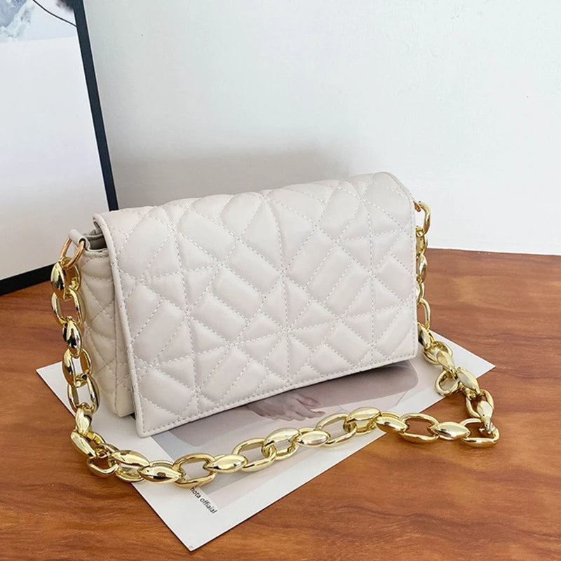 Women's Chain Quilted Purse Handbag Clutch Underarm Bag