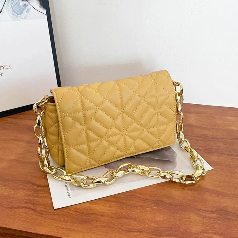 Women's Chain Quilted Purse Handbag Clutch Underarm Bag