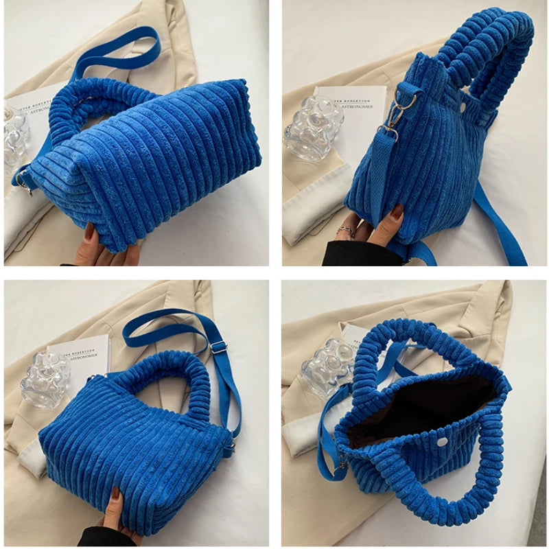 Corduroy Crossbody Bag Small Tote Handbag for Women