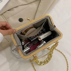 Women's Silver Green Chain Shoulder Bag PU Leather Handbag
