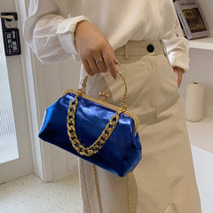 Women's Silver Green Chain Shoulder Bag PU Leather Handbag
