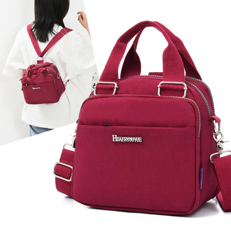 Women's Small Nylon Backpack Waterproof Crossbody Bag