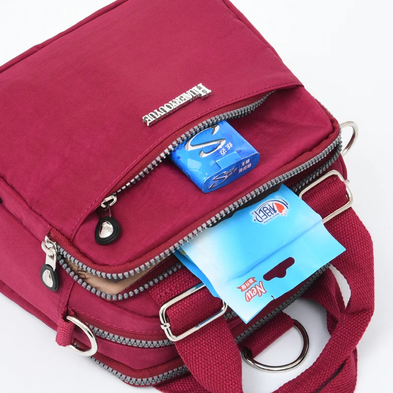 Women's Small Nylon Backpack Waterproof Crossbody Bag