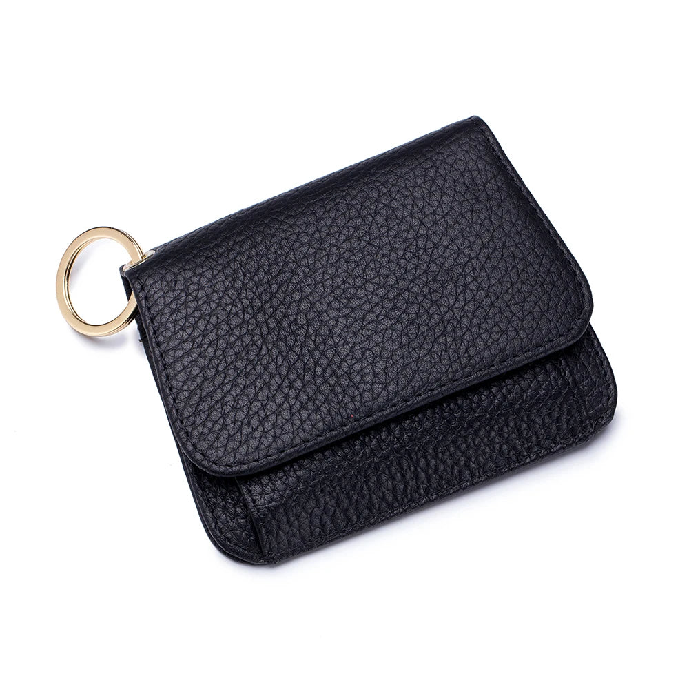 Women's Small Leather Organizer Wallet with Keychain