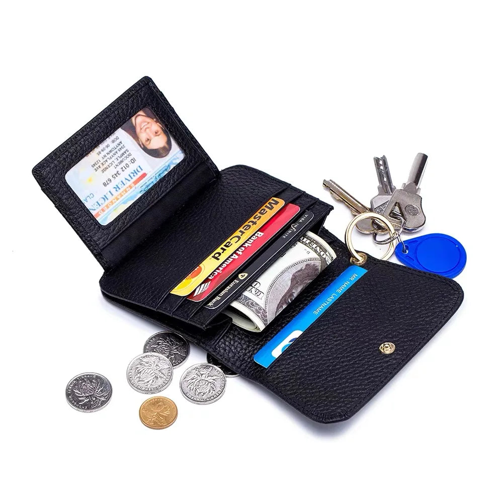 Women's Small Leather Organizer Wallet with Keychain