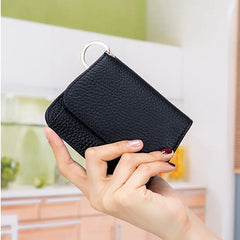 Women's Small Leather Organizer Wallet with Keychain
