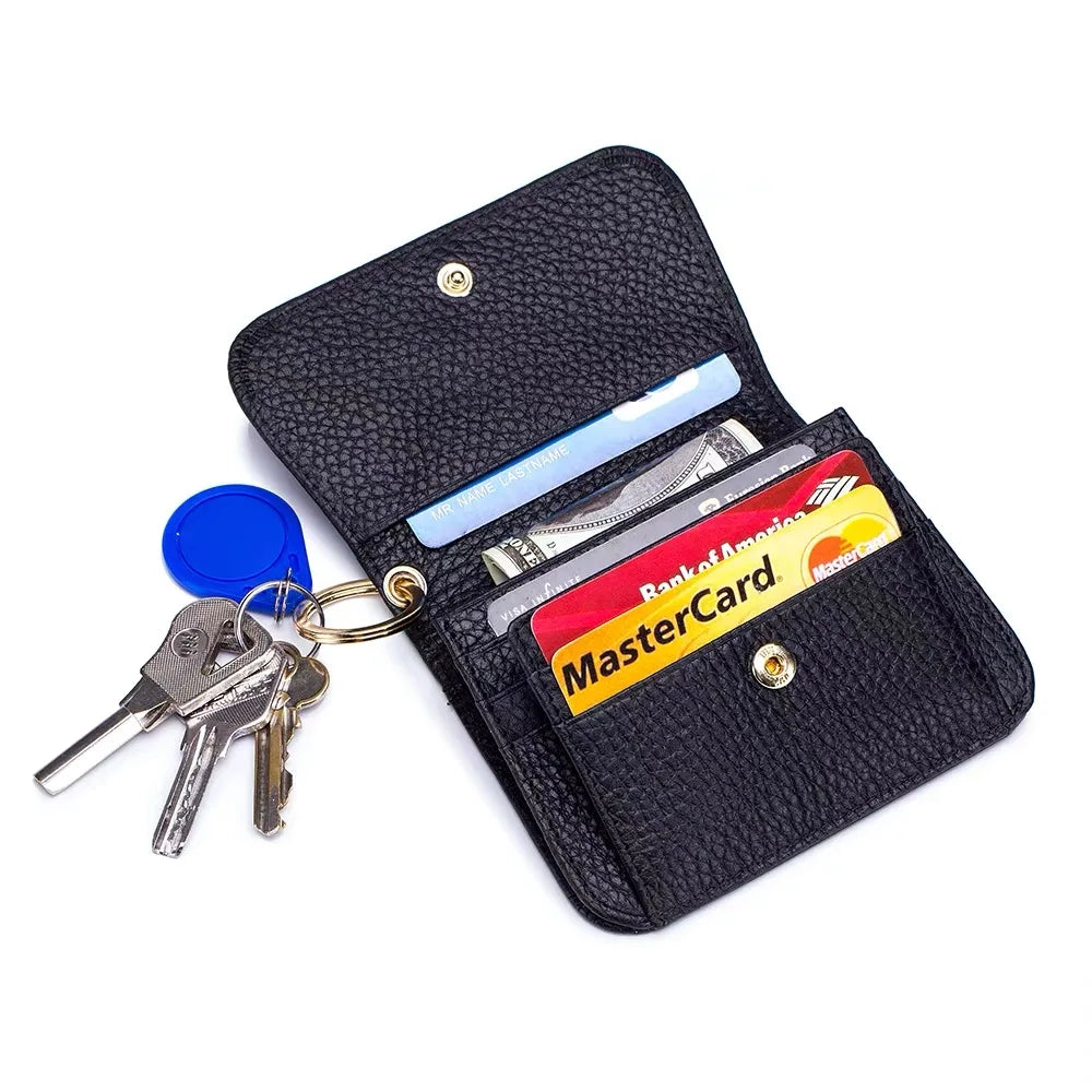 Women's Small Leather Organizer Wallet with Keychain